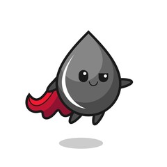 cute oil drop superhero character is flying