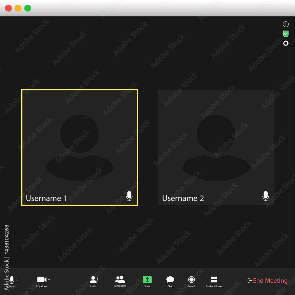 Poster video conferencing user interface. video call screen interface template. application for social comm