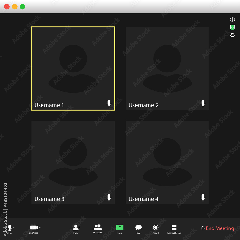 Poster video conferencing user interface. video call screen interface template. application for social comm