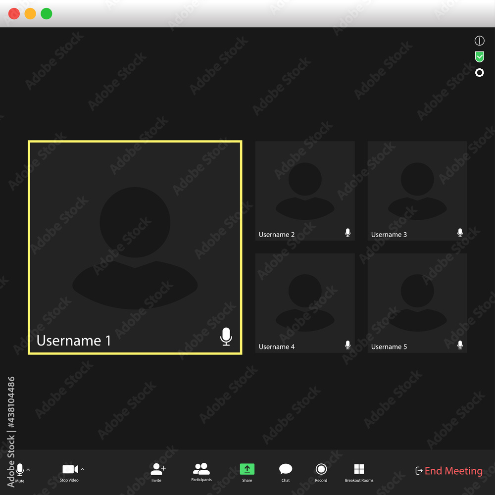 Poster video conferencing user interface. video call screen interface template. application for social comm