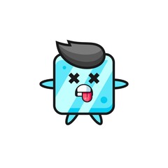 character of the cute ice cube with dead pose