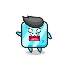 cute ice cube cartoon in a very angry pose