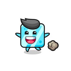 the happy ice cube cartoon with running pose