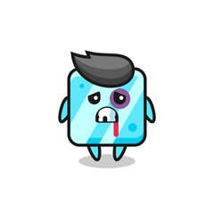 injured ice cube character with a bruised face