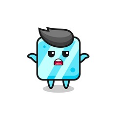 ice cube mascot character saying I do not know