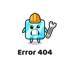 error 404 with the cute ice cube mascot