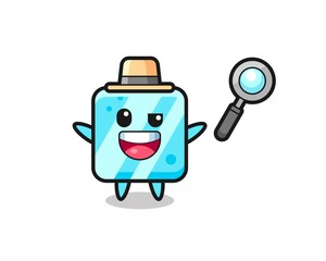 illustration of the ice cube mascot as a detective who manages to solve a case