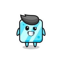 cute ice cube mascot with an optimistic face