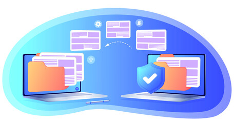 File transfer. Files transferred encrypted form. Protection. Program for remote connection to computer. Full access to remote files and folders. Database with cloud server, Data set, process. Web