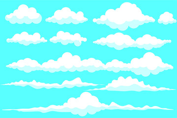 Set of White Cloud in Blue Sky