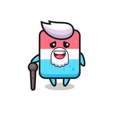 cute eraser grandpa is holding a stick