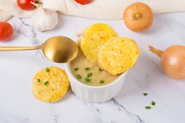 French onion soup with bread and cheese