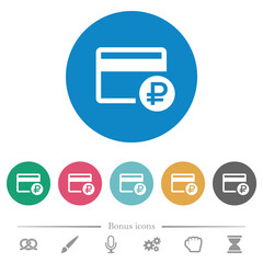 Ruble credit card flat round icons