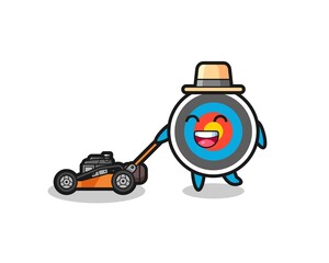 illustration of the target archery character using lawn mower