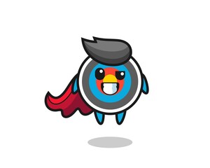 the cute target archery character as a flying superhero