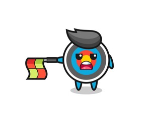 target archery character as line judge hold the flag straight horizontally