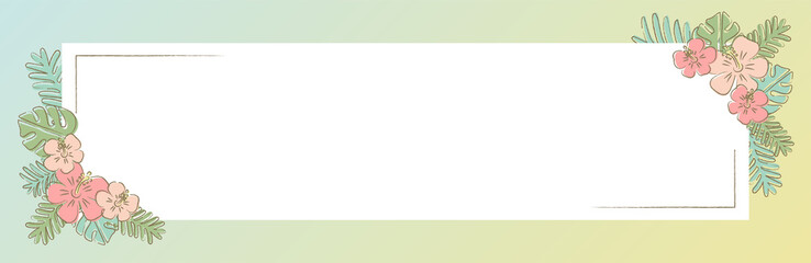 Fototapeta premium 夏のボタニカルフレーム（横長）