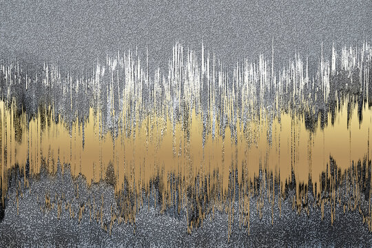 Luxury painted gold background. Sketch. Brushes. Acrylic. Luxury decor for interior. Golden paint. Aged texture. Artistic template for design. Art backdrop for business. Glow. White and gray.