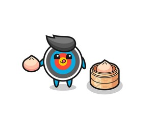 cute target archery character eating steamed buns