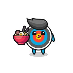 cute target archery character eating noodles