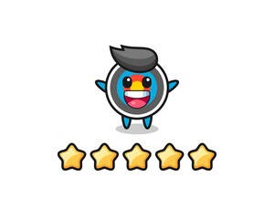 the illustration of customer best rating, target archery cute character with 5 stars
