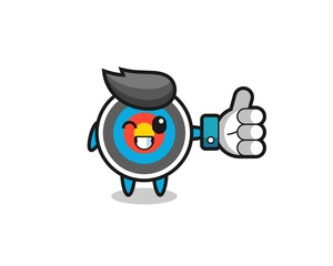 cute target archery with social media thumbs up symbol