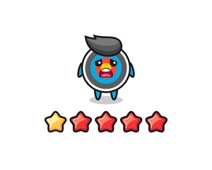 the illustration of customer bad rating, target archery cute character with 1 star