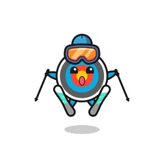 target archery mascot character as a ski player