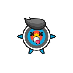 character of the cute target archery with dead pose