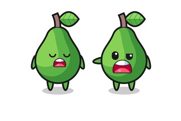 illustration of the argue between two cute avocado characters