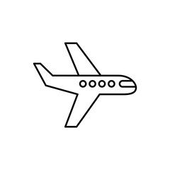 Plane linear icon on white background. Editable stroke