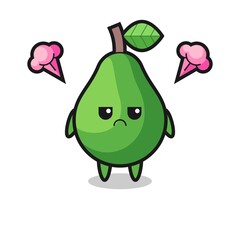 annoyed expression of the cute avocado cartoon character
