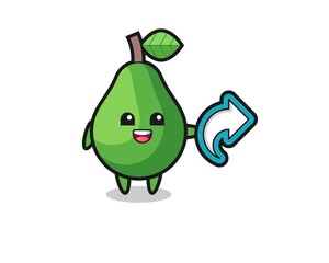 cute avocado hold social media share symbol