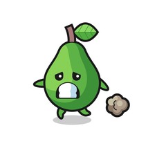 illustration of the avocado running in fear