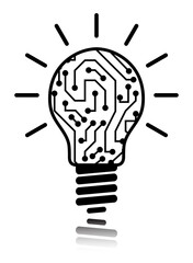 Light bulb, circuit board vector design. Business concept design to use in idea, brainstorm, learning, programming, strategy, idea, inspiration, teamwork projects and presentations.
