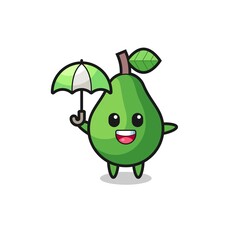 cute avocado illustration holding an umbrella