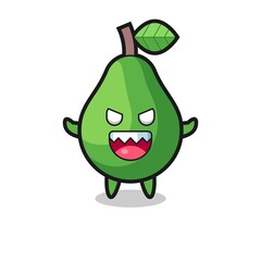 illustration of evil avocado mascot character