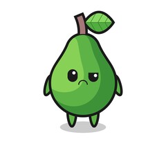 the mascot of the avocado with sceptical face