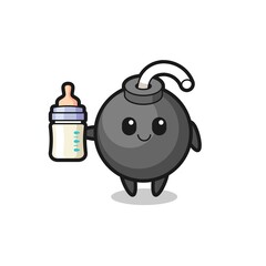 baby bomb cartoon character with milk bottle