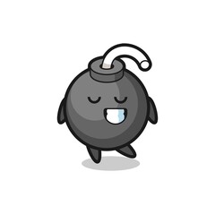 bomb cartoon illustration with a shy expression