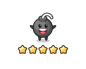 the illustration of customer best rating, bomb cute character with 5 stars