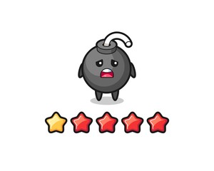 the illustration of customer bad rating, bomb cute character with 1 star