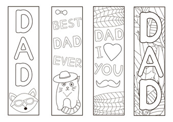 Father's day coloring bookmarks. Dad coloring.