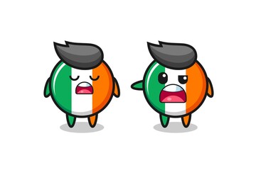 illustration of the argue between two cute ireland flag badge characters