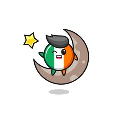 illustration of ireland flag badge cartoon sitting on the half moon