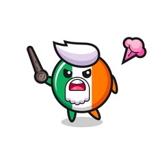 Obraz premium cute ireland flag badge grandpa is getting angry