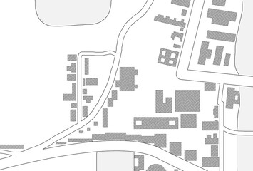 Marked territory on cadastral map, top view. Illustration