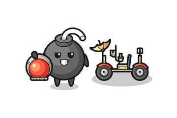 the cute bomb as astronaut with a lunar rover
