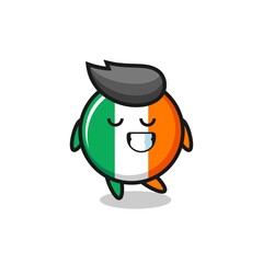 ireland flag badge cartoon illustration with a shy expression