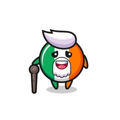 cute ireland flag badge grandpa is holding a stick